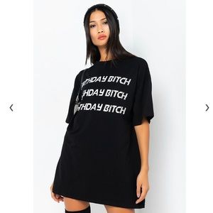 Birthday T-shirt dress| Size O/S| Black